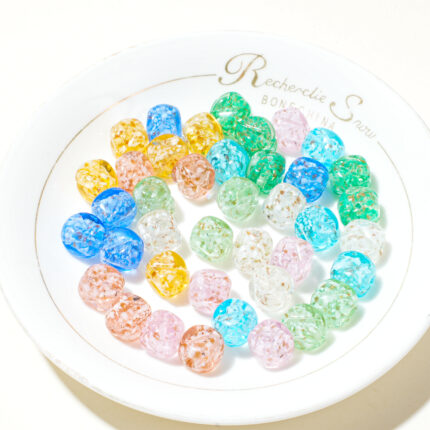 “Crystal Sugar” Liuli Beads – 25pcs Handmade Transparent Glass Beads | DIY Jewelry & Craft Supplies