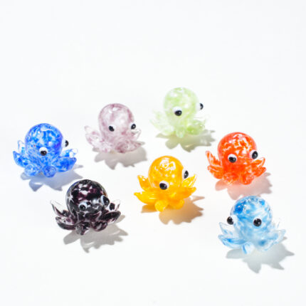 Artisan Handcrafted “Little Octopus” Liuli Beads – Colorful Japanese Kawaii Glass Charms for DIY Jewelry Making