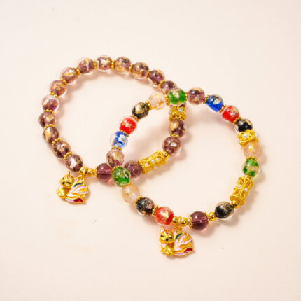 Liuli Incense Ash Bracelet – Gold Foil Buddhist Blessing Beads, Unisex Handmade Fortune Jewelry