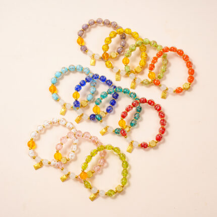 Temple Edition “Zaki Ram” Liuli Bracelet – Incense Ash Glass with Heart Sutra & Fortune Pouch, Handmade Blessing Jewelry