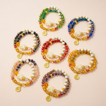 Liuli Bracelet – Great Perfection Series, Handcrafted with Temple Incense Ash and Tara Blessings