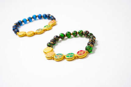 Five Wealth Gods Ash Glass Bead Bracelet – New Chinese Style Fortune Prayer Beads