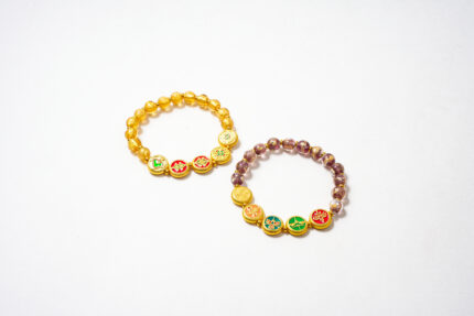 New Fortune Blessing Bracelet – Five Wealth Gods Ash Glass Beads for Couples