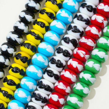 20PCS Handcrafted Heart Liuli Beads – Hand-Painted Glass Beads for Elegant DIY Jewelry Making