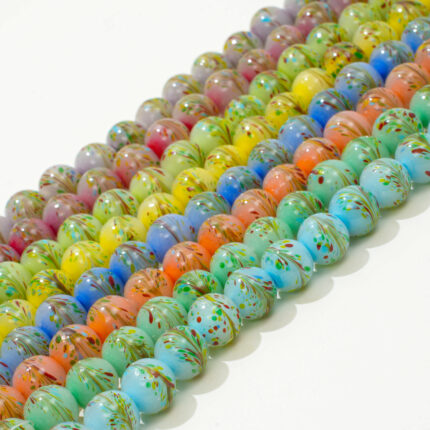 20PCS Vintage Hand-Painted Liuli Beads – Pharaoh Tail Pattern Glass Beads for Elegant DIY Jewelry
