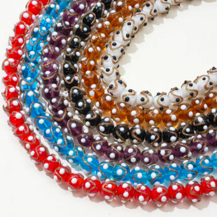 40PCS Gold Foil Raised Dot Liuli Beads – Handcrafted Crystal Glass Beads for Elegant DIY Jewelry