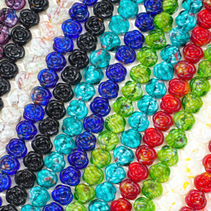 50PCS Millefiori Flower Crystal Beads – Handcrafted Glass Beads for Elegant DIY Jewelry